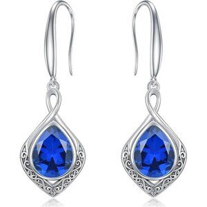 03-September Birthstone Celtic Knot Filigree 925 Silver Infinity Earrings